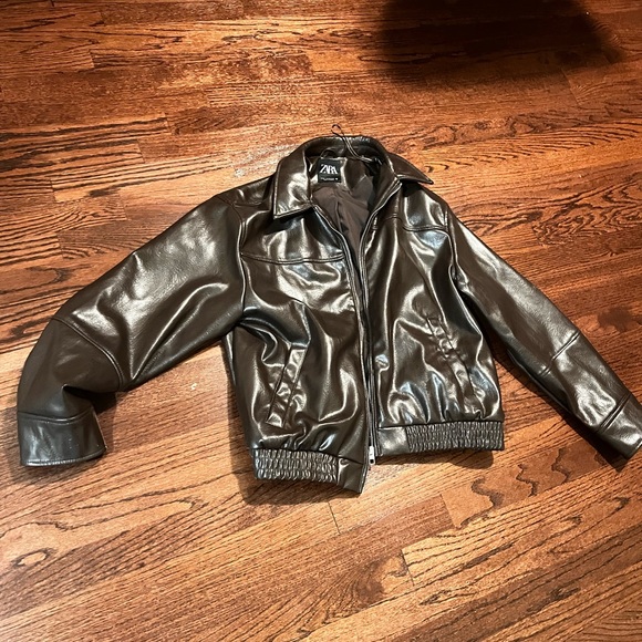Zara Brown Leather Jacket - Picture 6 of 7